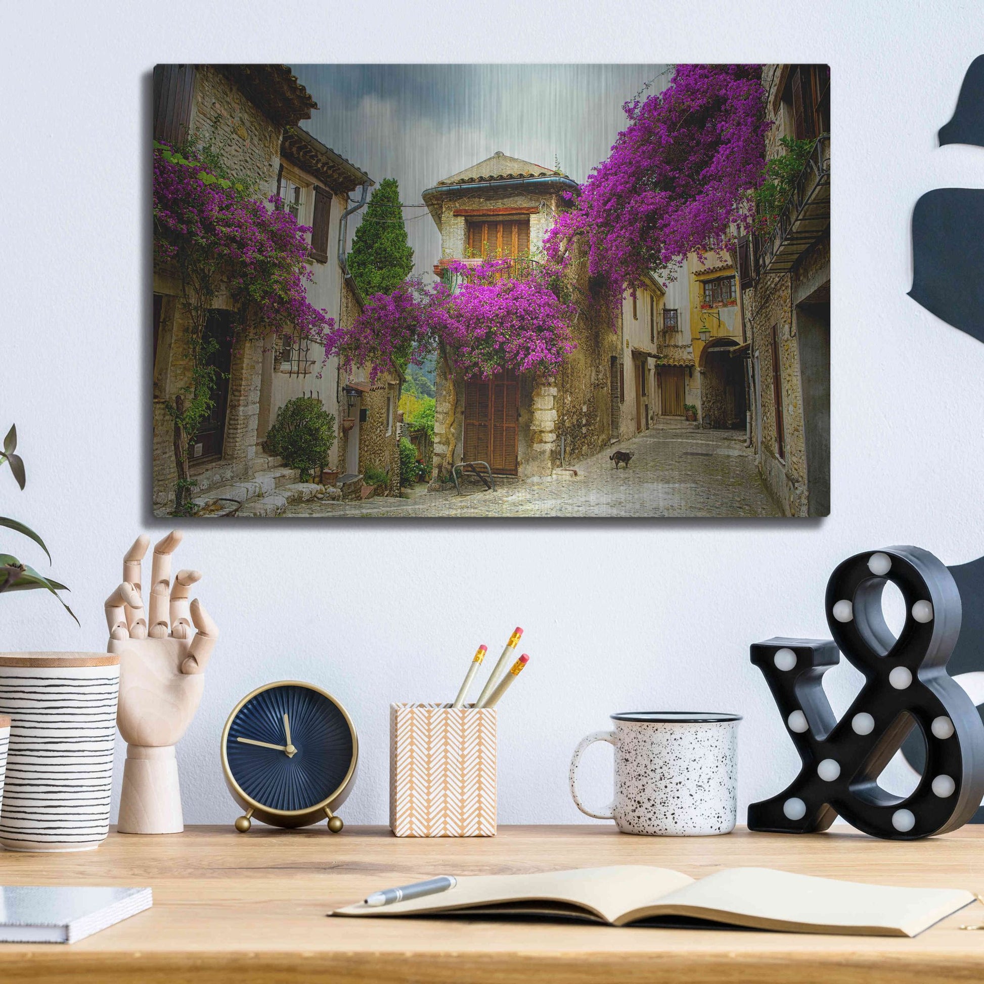 Luxe Metal Art 'Bougainvillea' Metal Wall Art,16x12