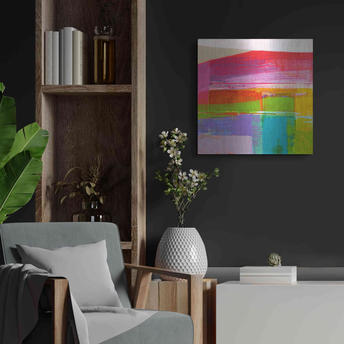 'Landscape Design No. 3' by Cathe Hendrick – Metal Wall Art, 24x24 room view