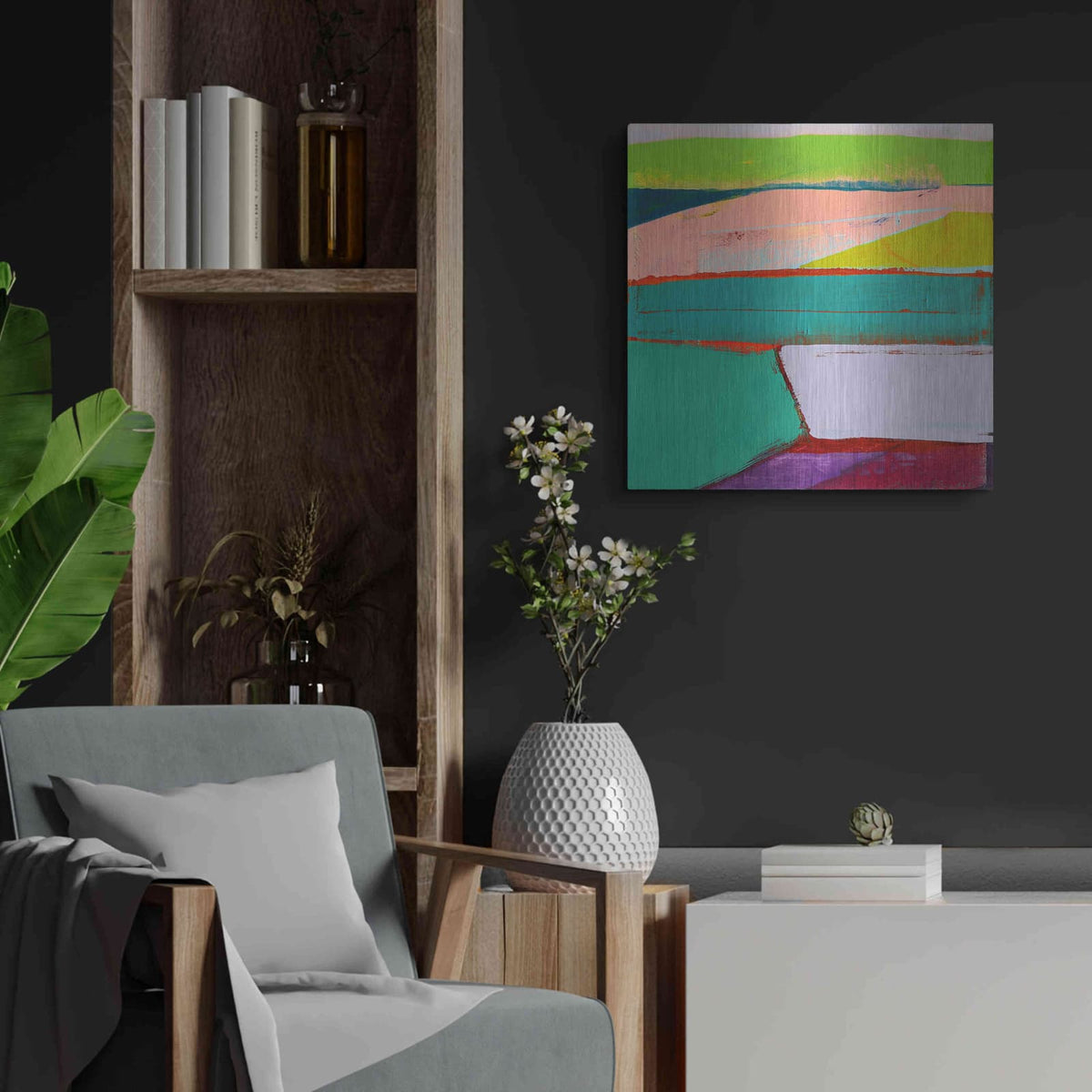 'Landscape Design No. 6' by Cathe Hendrick – Metal Wall Art, 24x24 room view
