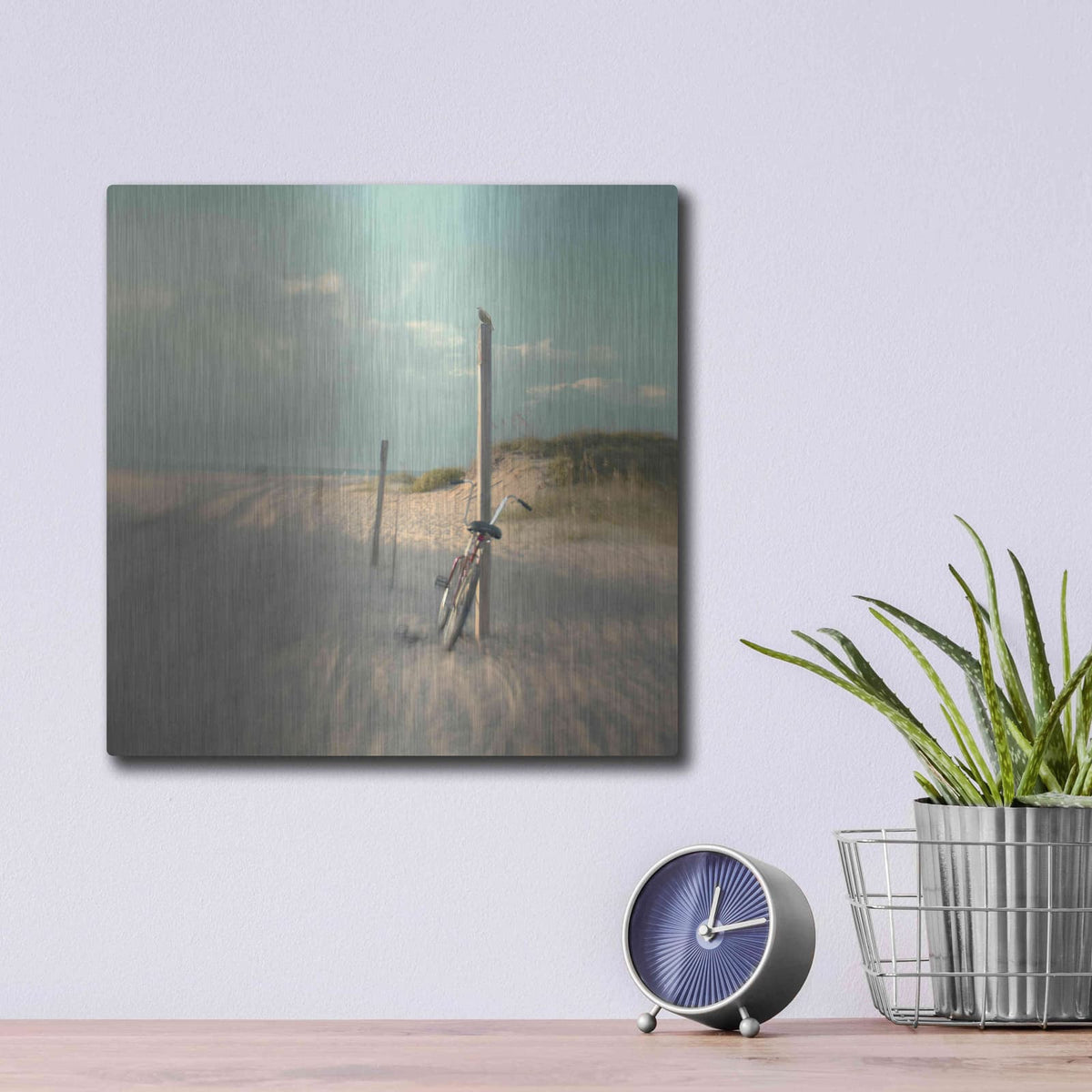 'Biking on Ocracoke' by Dawn D Hanna – Metal Wall Art, 12x12 room view