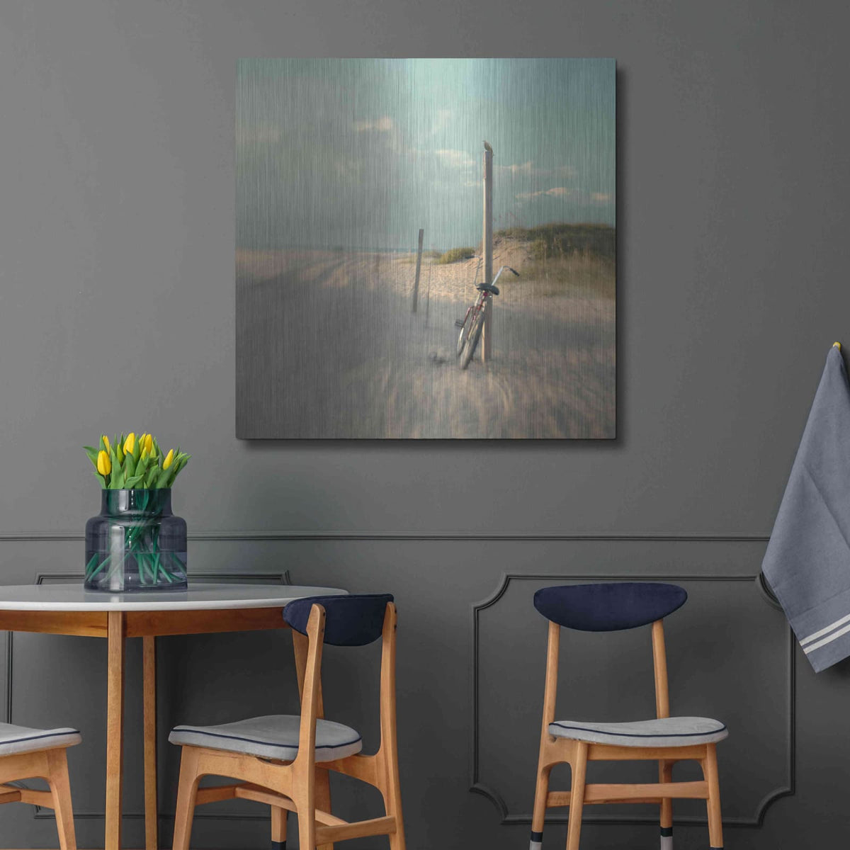 'Biking on Ocracoke' by Dawn D Hanna – Metal Wall Art, 36x36 room view