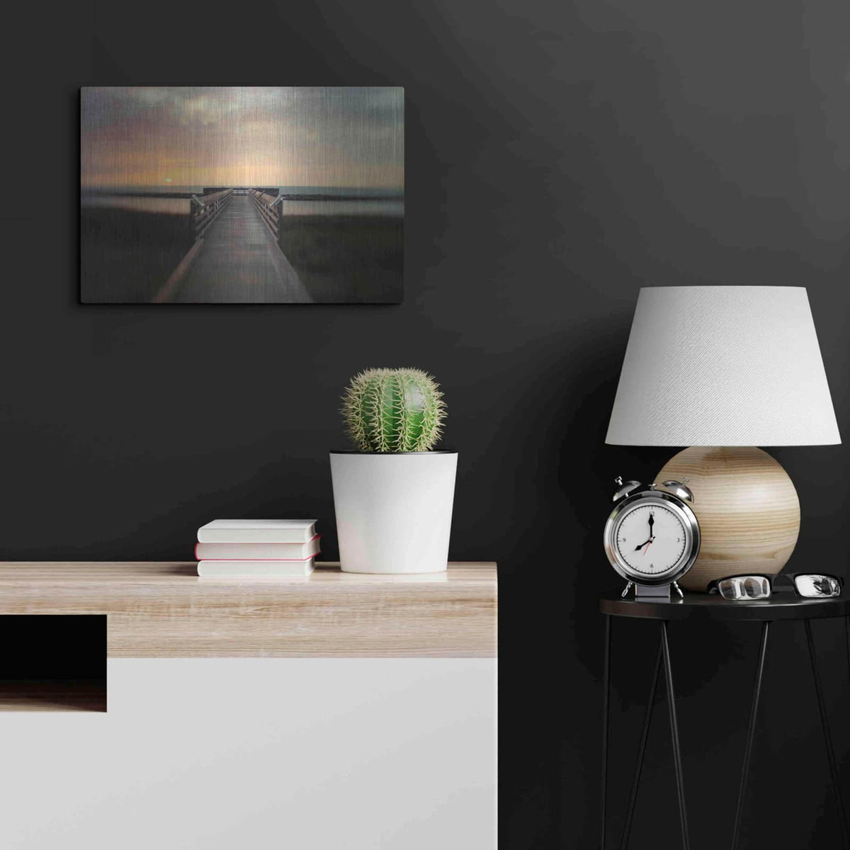 'Sunset Pier' by Dawn D Hanna – Metal Wall Art, 24x16 room view