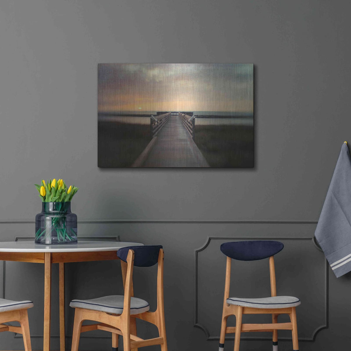 'Sunset Pier' by Dawn D Hanna – Metal Wall Art, 36x24 room view