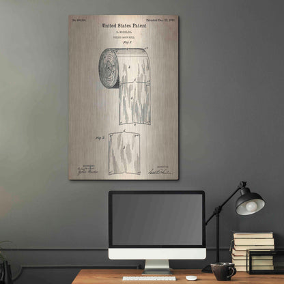 Luxe Metal Art 'Toilet Paper Roll Vintage Patent Blueprint,' Metal Wall Art,24x36