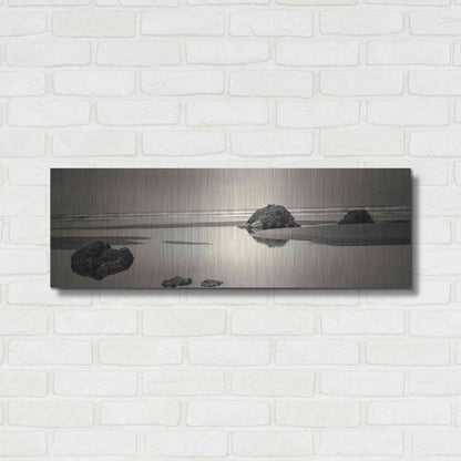 Luxe Metal Art 'Beach Rocks No. 4' by Gary Horsfall, Metal Wall Art,36x12