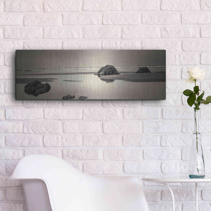 Luxe Metal Art 'Beach Rocks No. 4' by Gary Horsfall, Metal Wall Art,36x12