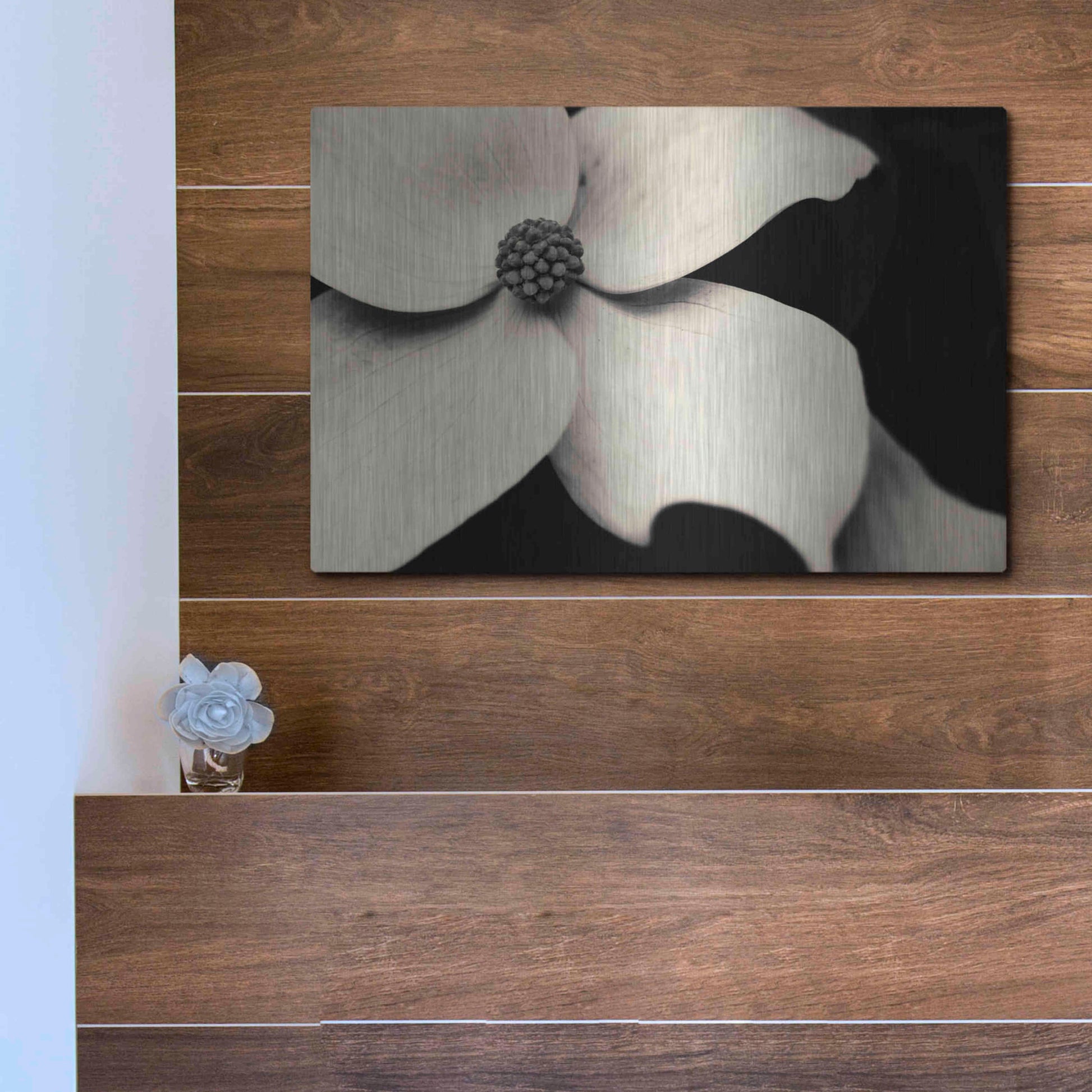 Luxe Metal Art 'Dogwood Flower' by Gary Horsfall, Metal Wall Art,16x12