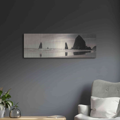 Luxe Metal Art 'Haystack Rock' by Gary Horsfall, Metal Wall Art,36x12