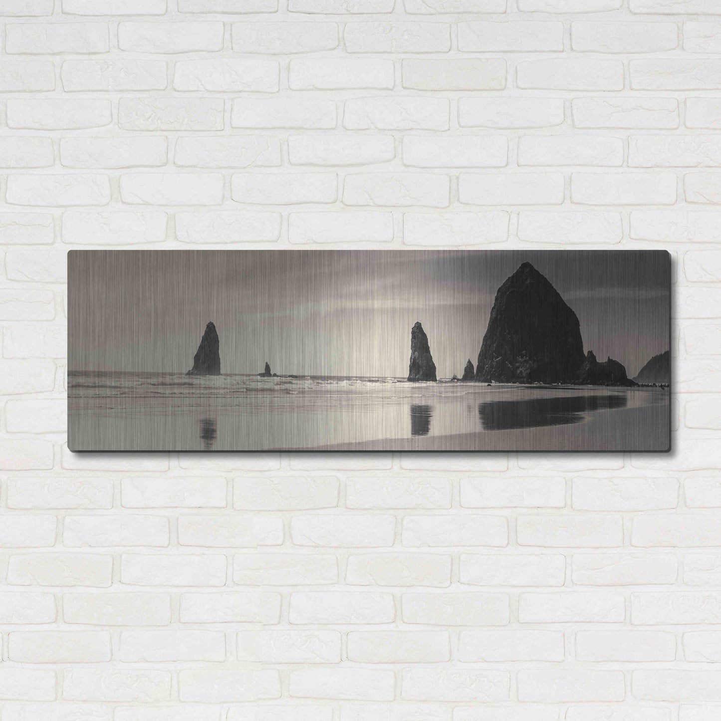 Luxe Metal Art 'Haystack Rock' by Gary Horsfall, Metal Wall Art,48x16