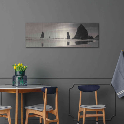 Luxe Metal Art 'Haystack Rock' by Gary Horsfall, Metal Wall Art,48x16