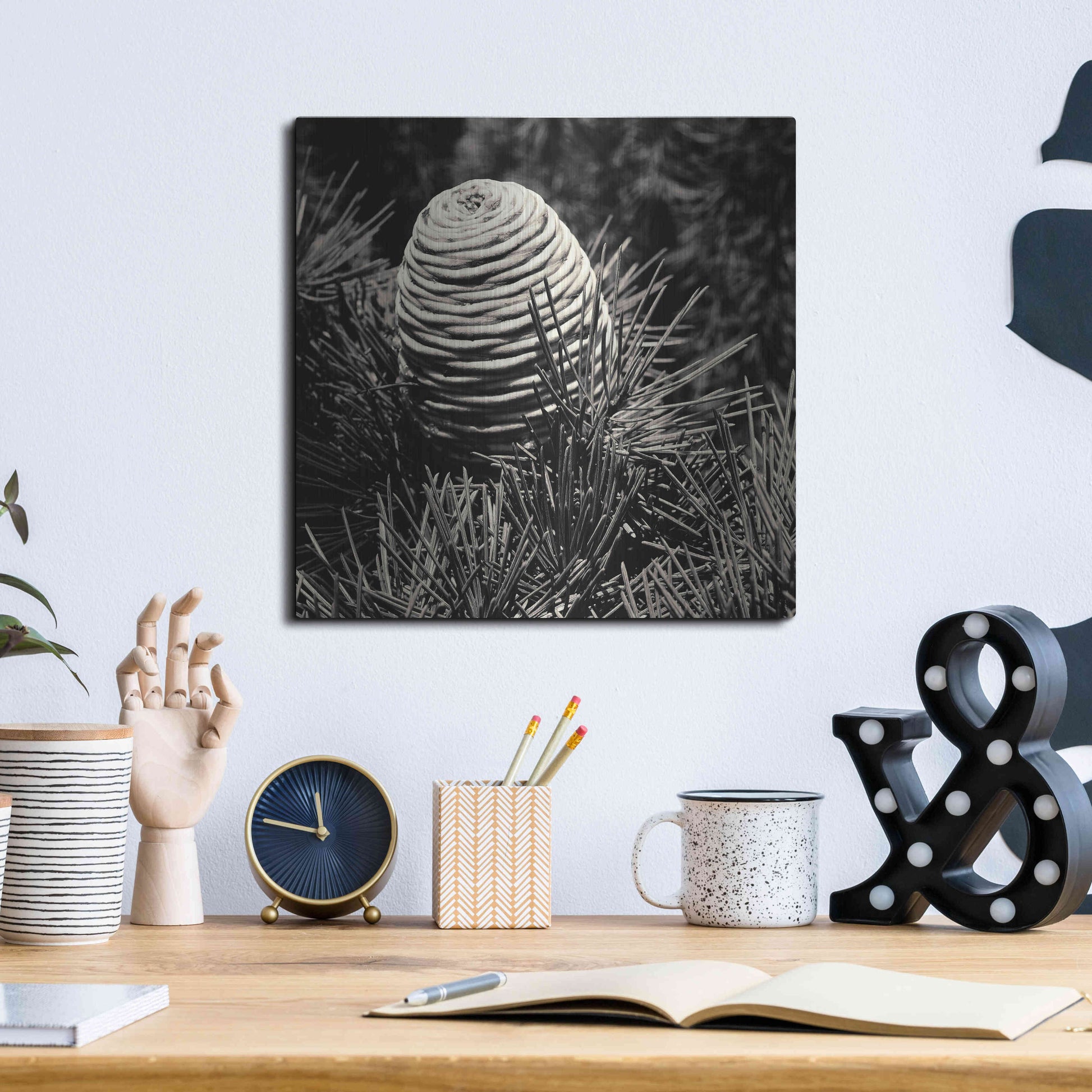 Luxe Metal Art 'Spruce Cone' by Gary Horsfall, Metal Wall Art,12x12