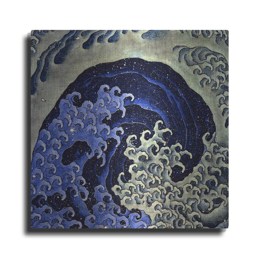 Luxe Metal Art 'Feminine Waves (Menami)' by Katsushika Hokusai Metal Wall Art