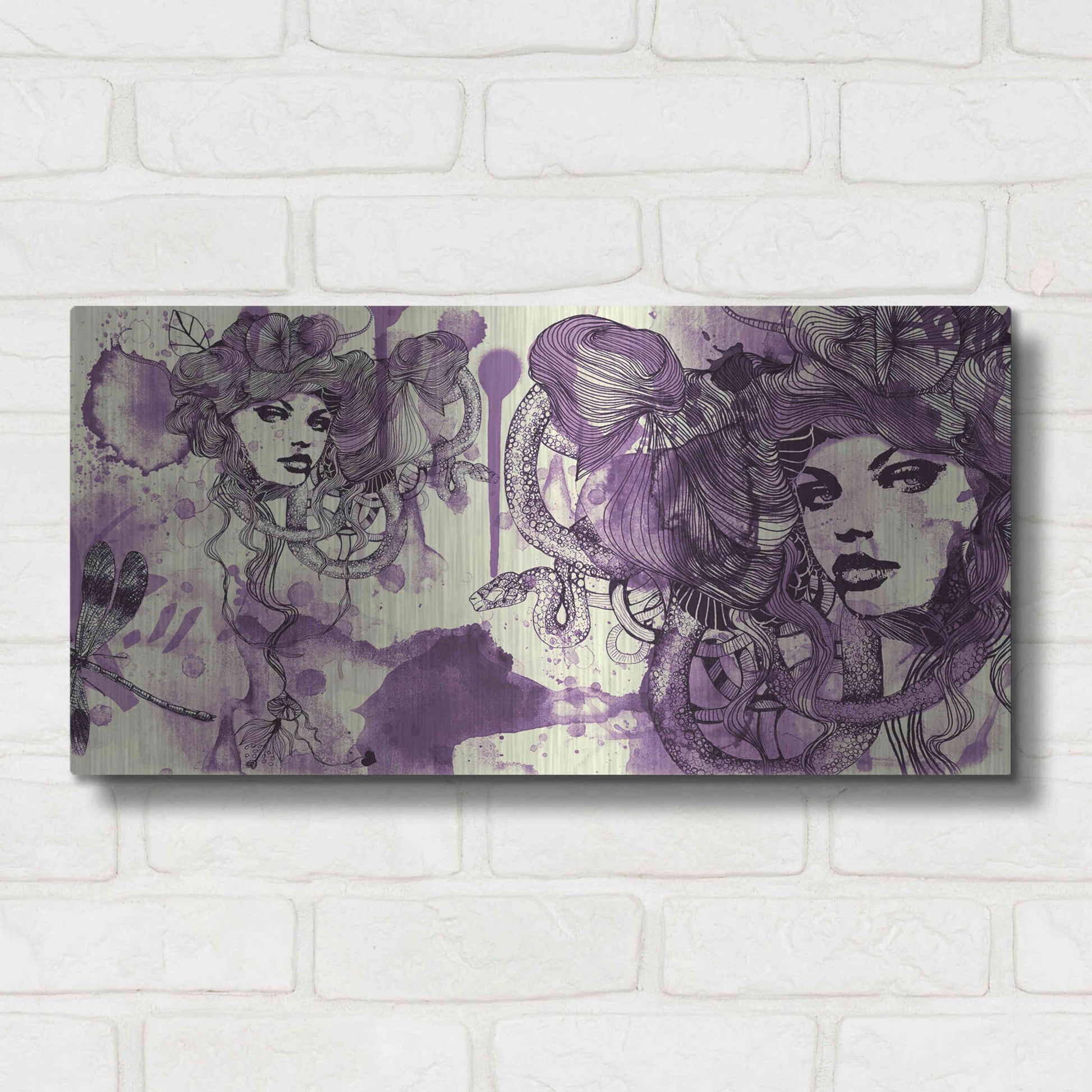 Luxe Metal Art 'Viola' by Giulio Lurissevich, Metal Wall Art,24x12