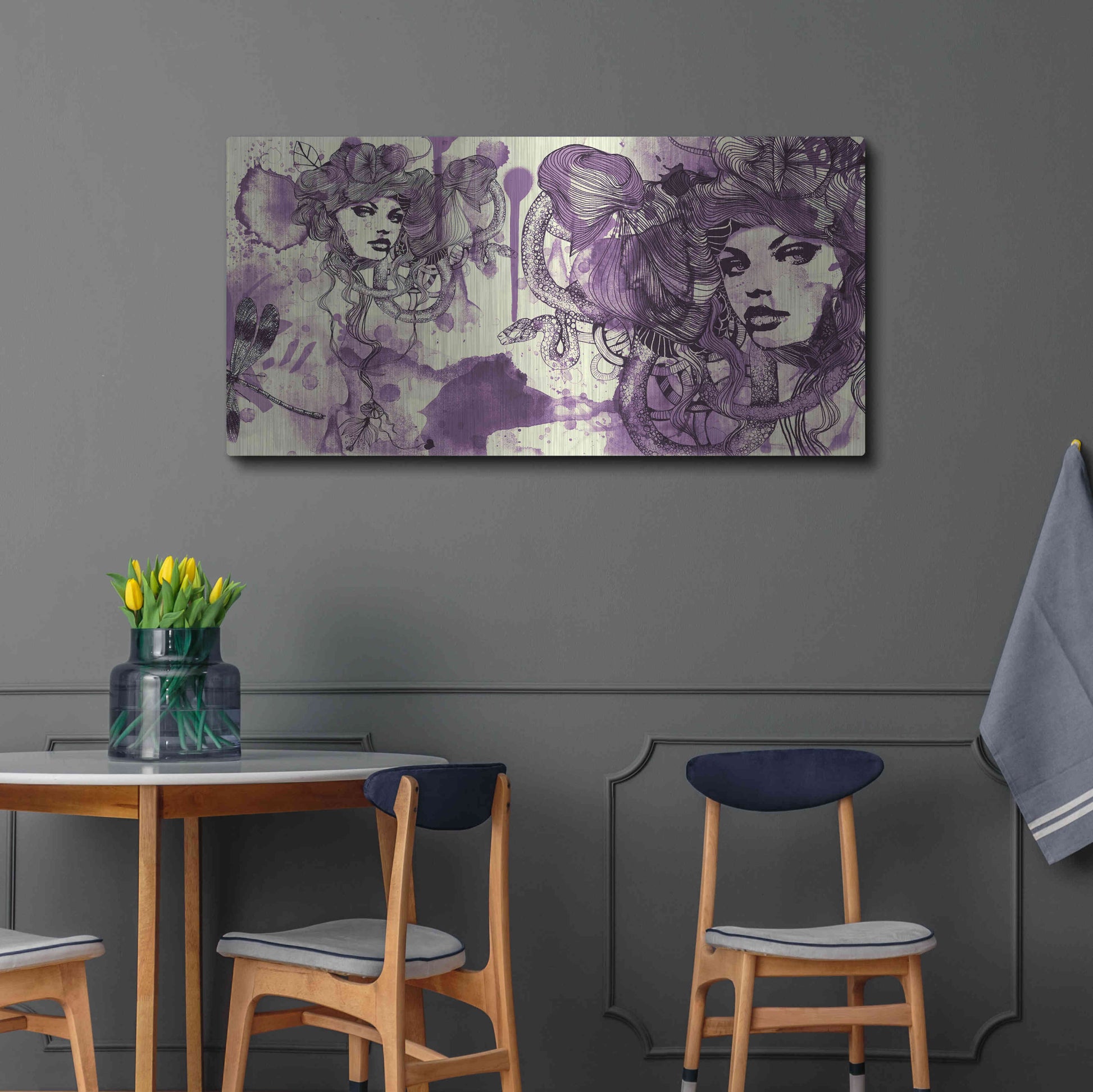 Luxe Metal Art 'Viola' by Giulio Lurissevich, Metal Wall Art,48x24