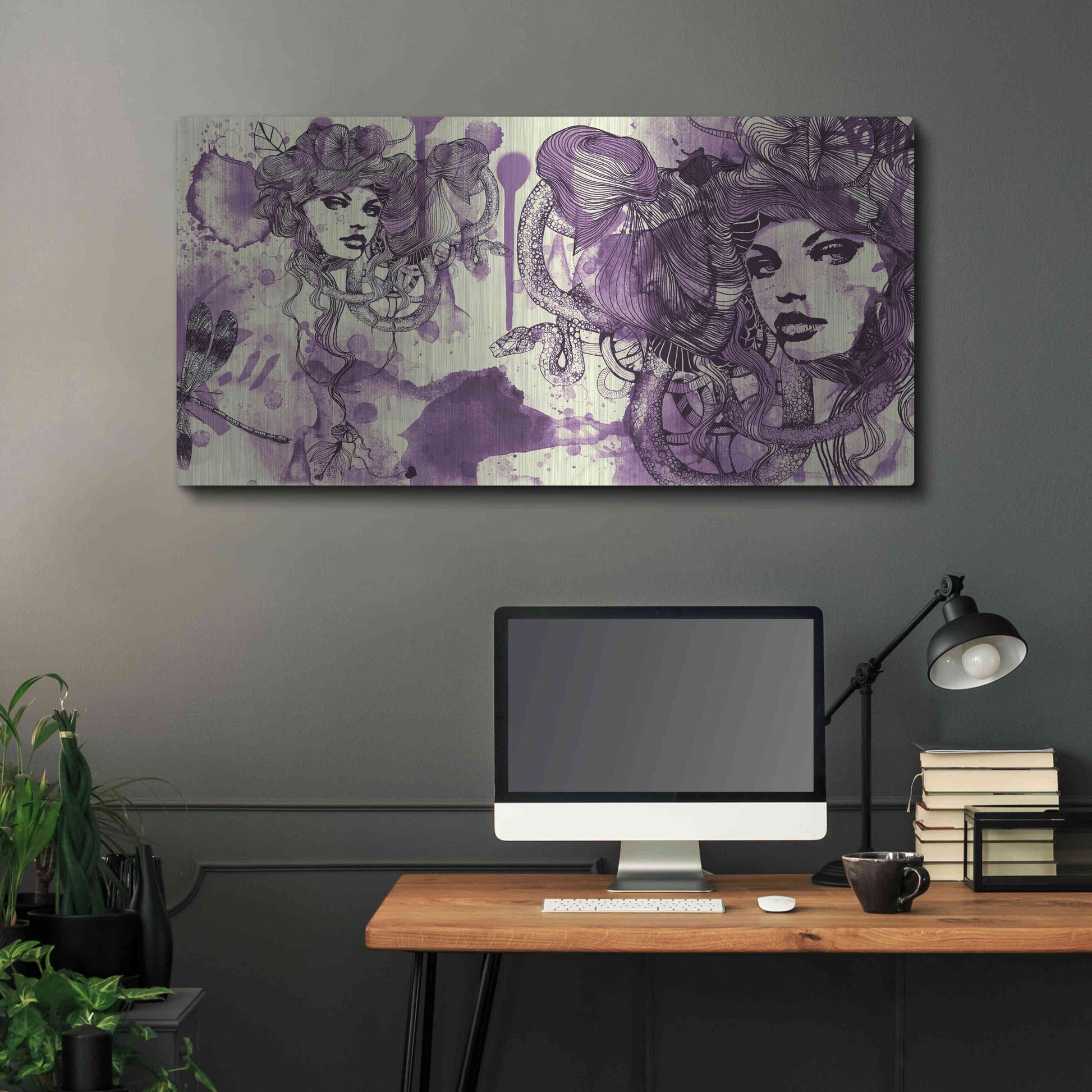 Luxe Metal Art 'Viola' by Giulio Lurissevich, Metal Wall Art,48x24