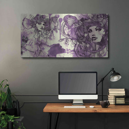 Luxe Metal Art 'Viola' by Giulio Lurissevich, Metal Wall Art,48x24