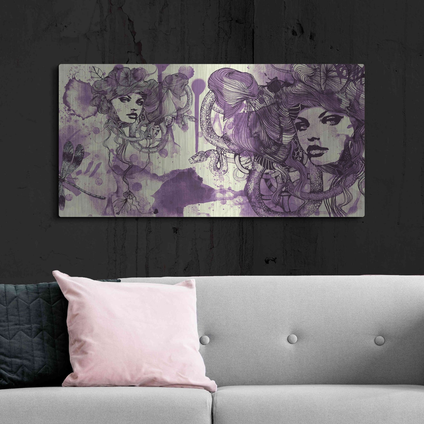 Luxe Metal Art 'Viola' by Giulio Lurissevich, Metal Wall Art,48x24