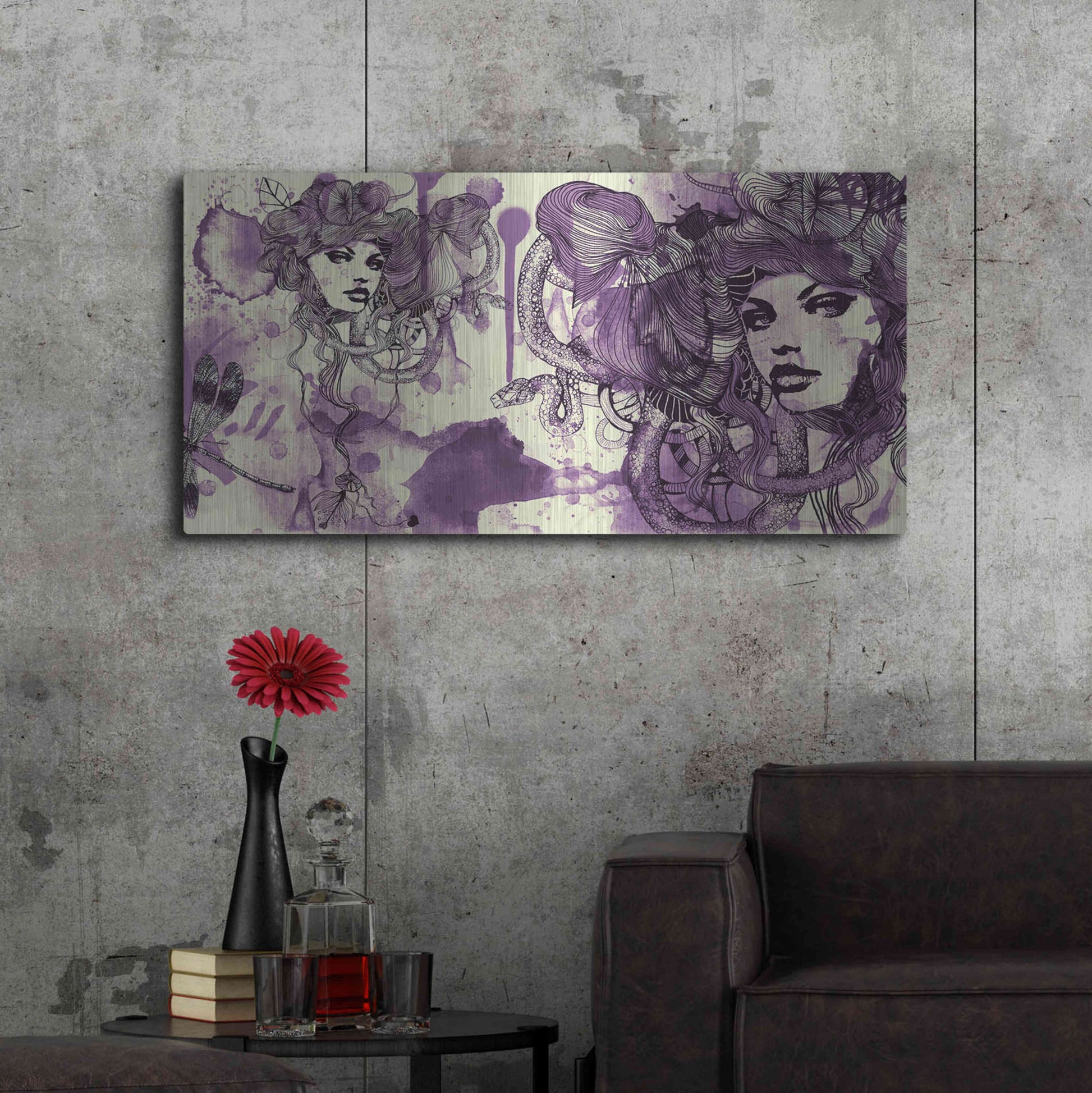 Luxe Metal Art 'Viola' by Giulio Lurissevich, Metal Wall Art,48x24