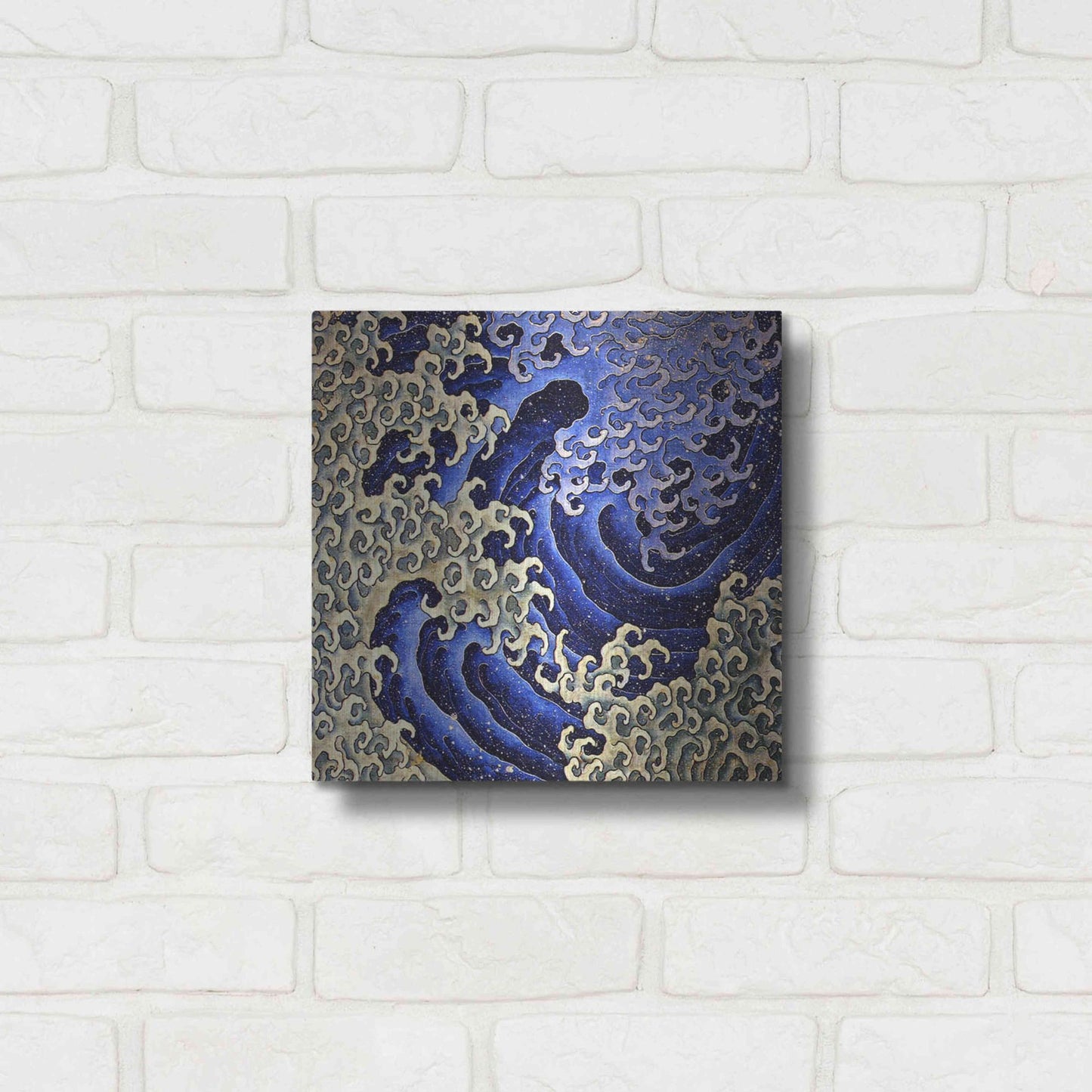 Luxe Metal Art 'Masculine Waves (Onami)' by Katsushika Hokusai Metal Wall Art,12x12