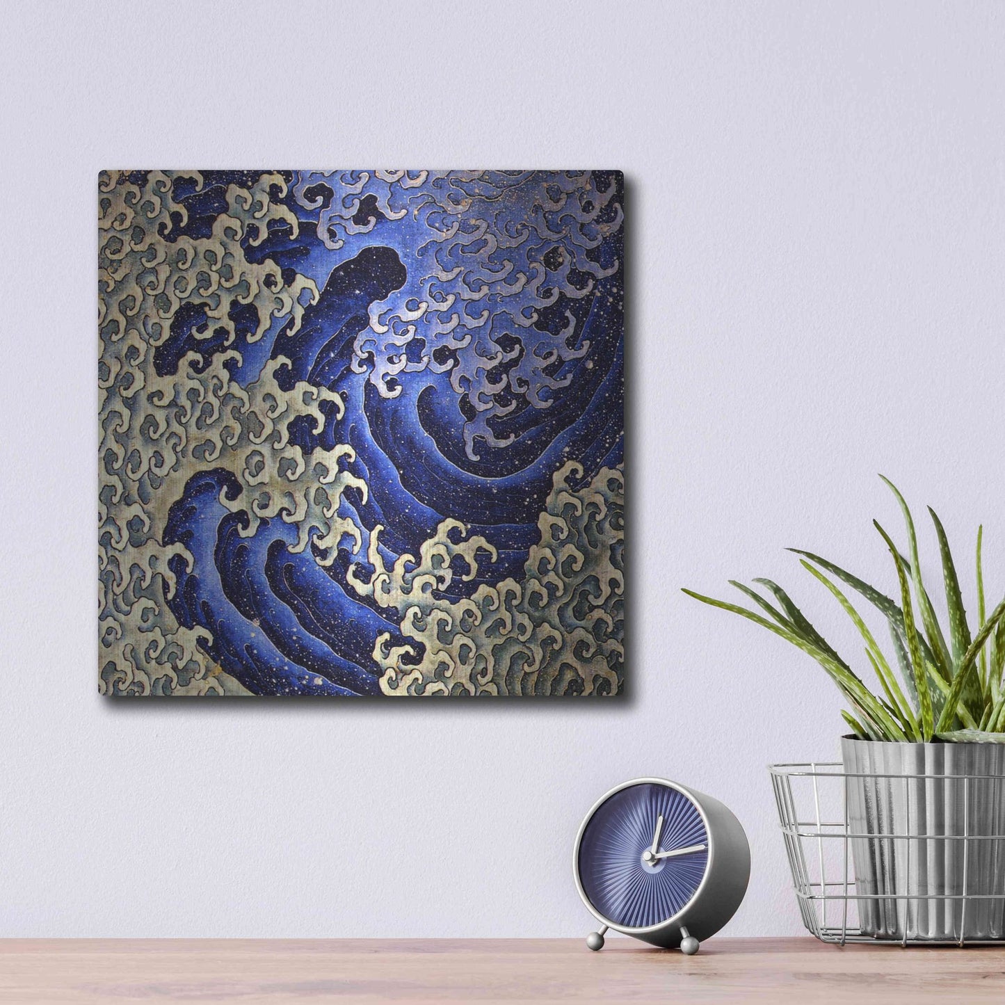 Luxe Metal Art 'Masculine Waves (Onami)' by Katsushika Hokusai Metal Wall Art,12x12