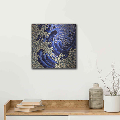 Luxe Metal Art 'Masculine Waves (Onami)' by Katsushika Hokusai Metal Wall Art,12x12