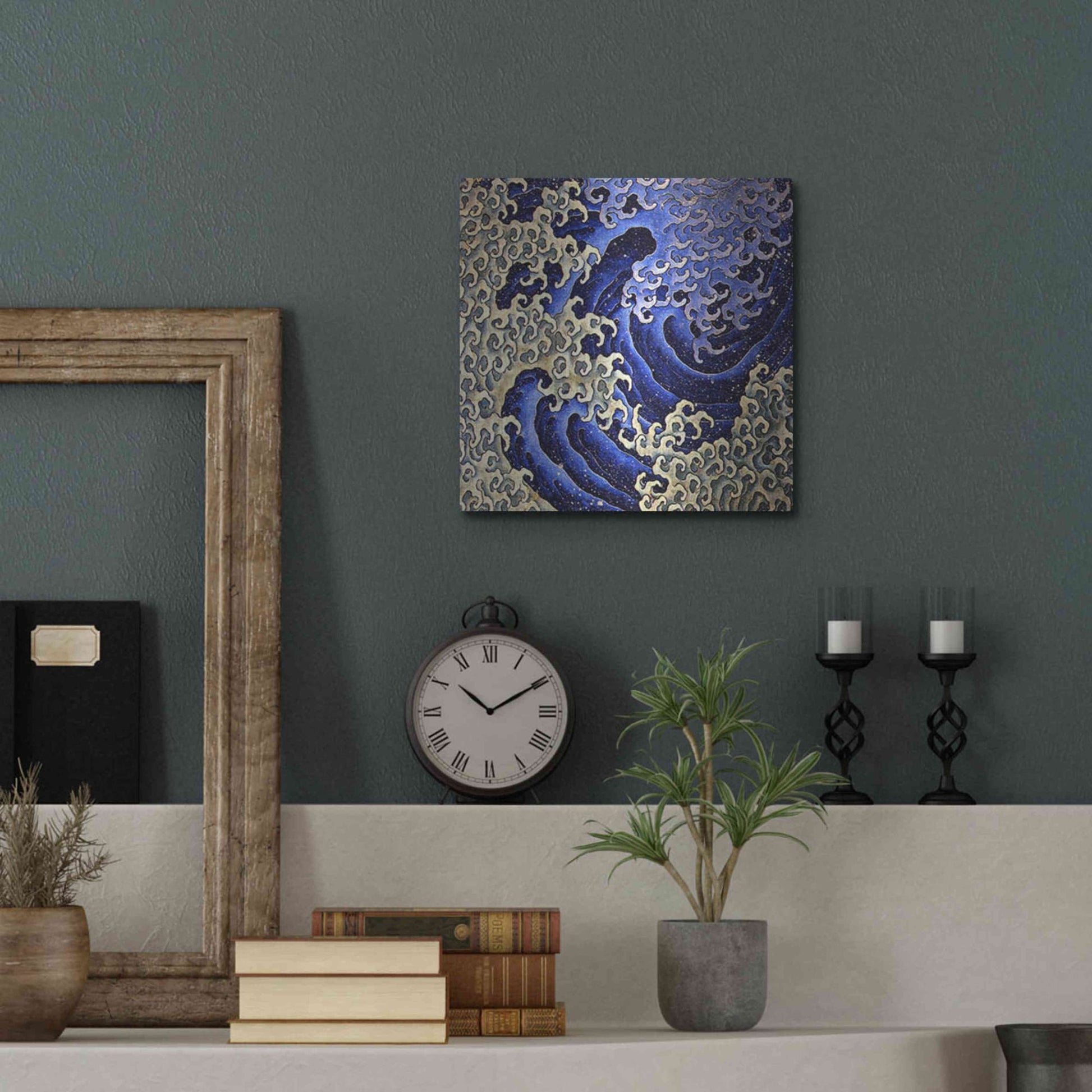 Luxe Metal Art 'Masculine Waves (Onami)' by Katsushika Hokusai Metal Wall Art,12x12