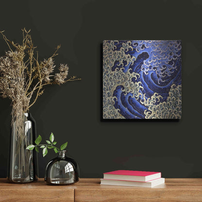 Luxe Metal Art 'Masculine Waves (Onami)' by Katsushika Hokusai Metal Wall Art,12x12