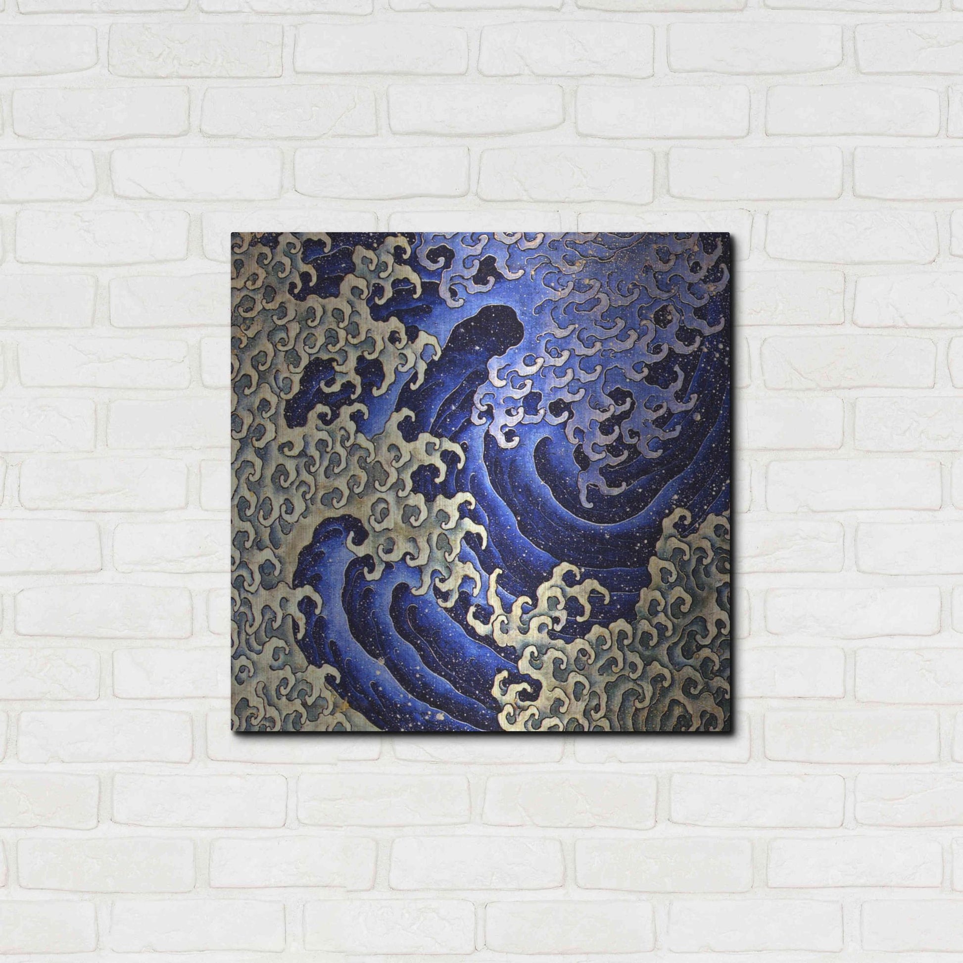 Luxe Metal Art 'Masculine Waves (Onami)' by Katsushika Hokusai Metal Wall Art,24x24