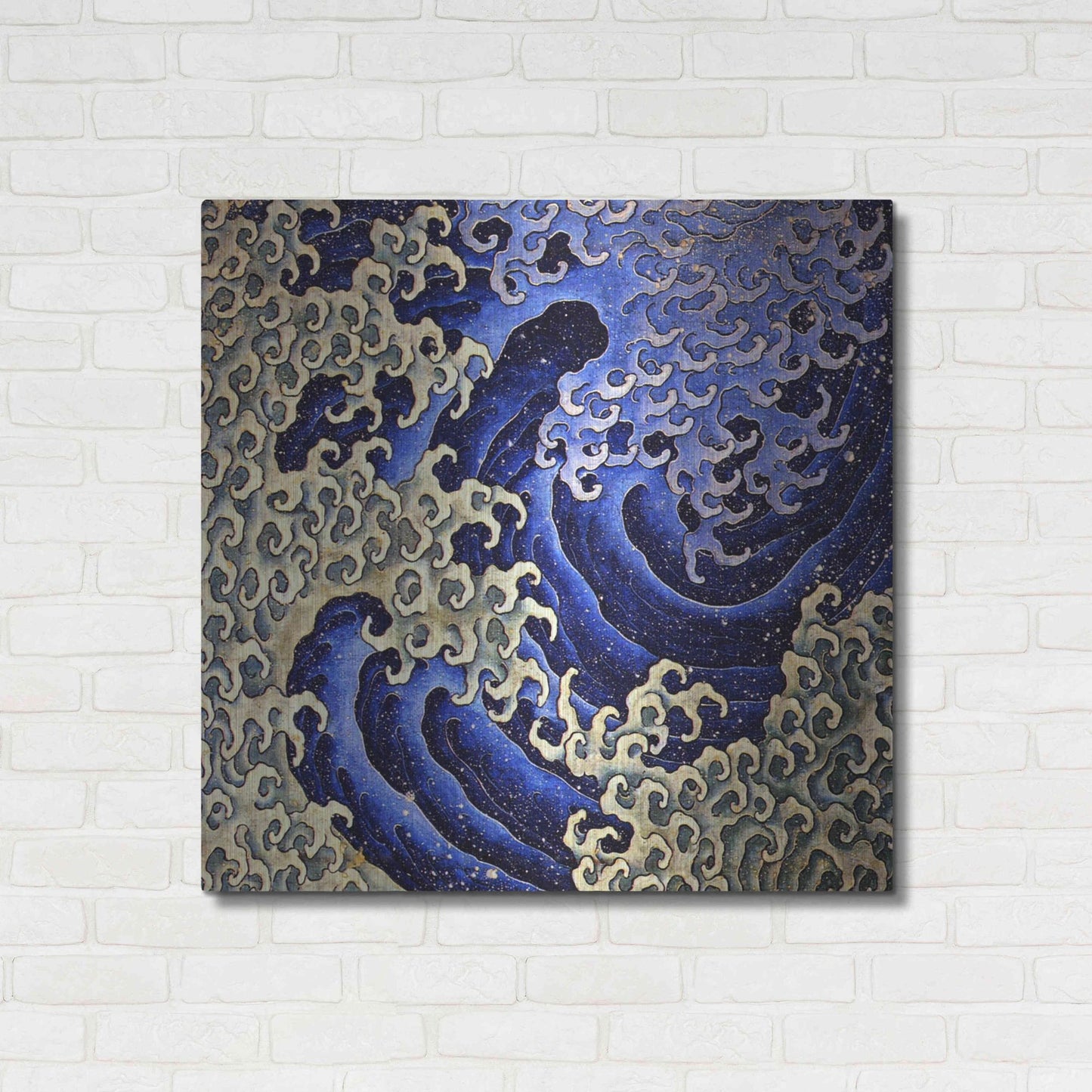 Luxe Metal Art 'Masculine Waves (Onami)' by Katsushika Hokusai Metal Wall Art,36x36