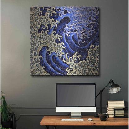 Luxe Metal Art 'Masculine Waves (Onami)' by Katsushika Hokusai Metal Wall Art,36x36