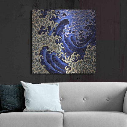 Luxe Metal Art 'Masculine Waves (Onami)' by Katsushika Hokusai Metal Wall Art,36x36