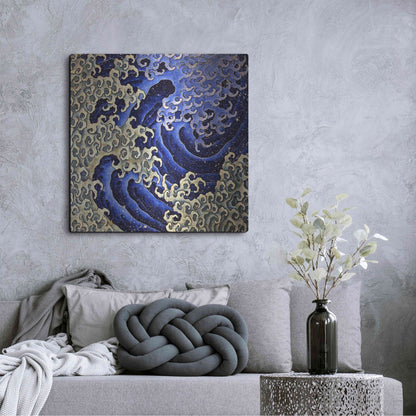 Luxe Metal Art 'Masculine Waves (Onami)' by Katsushika Hokusai Metal Wall Art,36x36