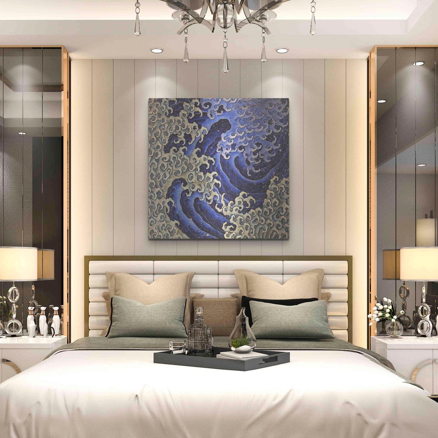 Luxe Metal Art 'Masculine Waves (Onami)' by Katsushika Hokusai Metal Wall Art,36x36