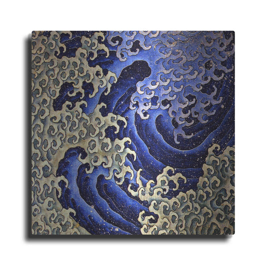 Luxe Metal Art 'Masculine Waves (Onami)' by Katsushika Hokusai Metal Wall Art