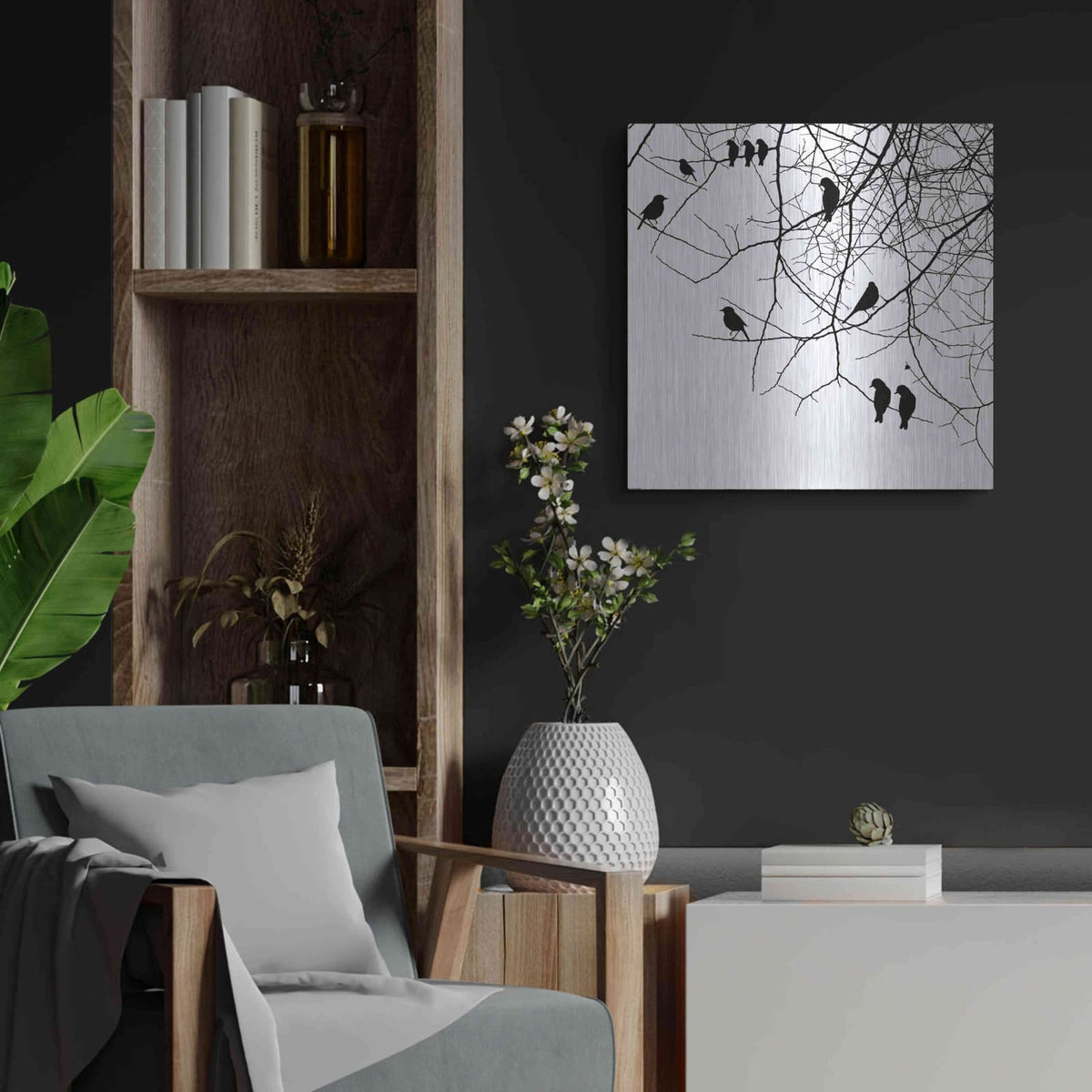 'Bird II' by GraphINC – Metal Wall Art, 24x24 room view