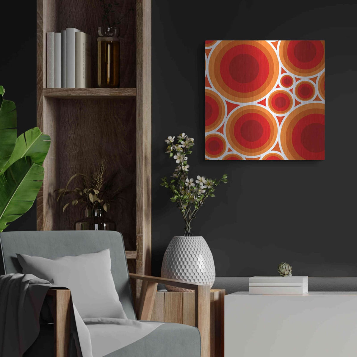 'Circles 1' by GraphINC – Metal Wall Art, 24x24 room view