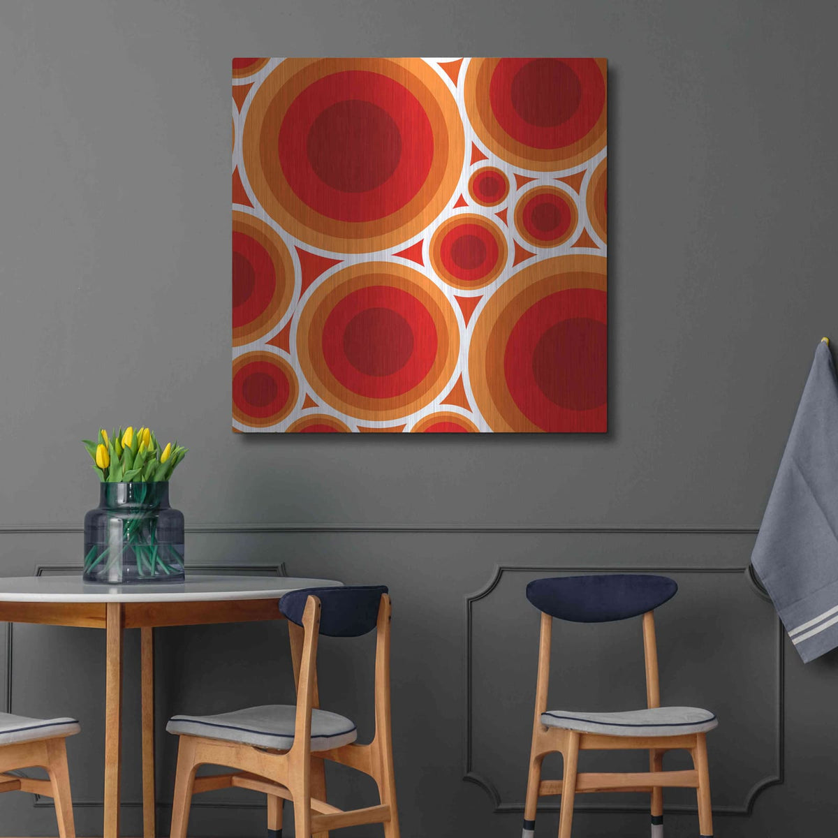 'Circles 1' by GraphINC – Metal Wall Art, 36x36 room view