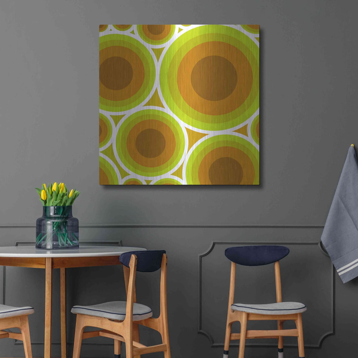 'Circles 2' by GraphINC – Metal Wall Art, 36x36 room view