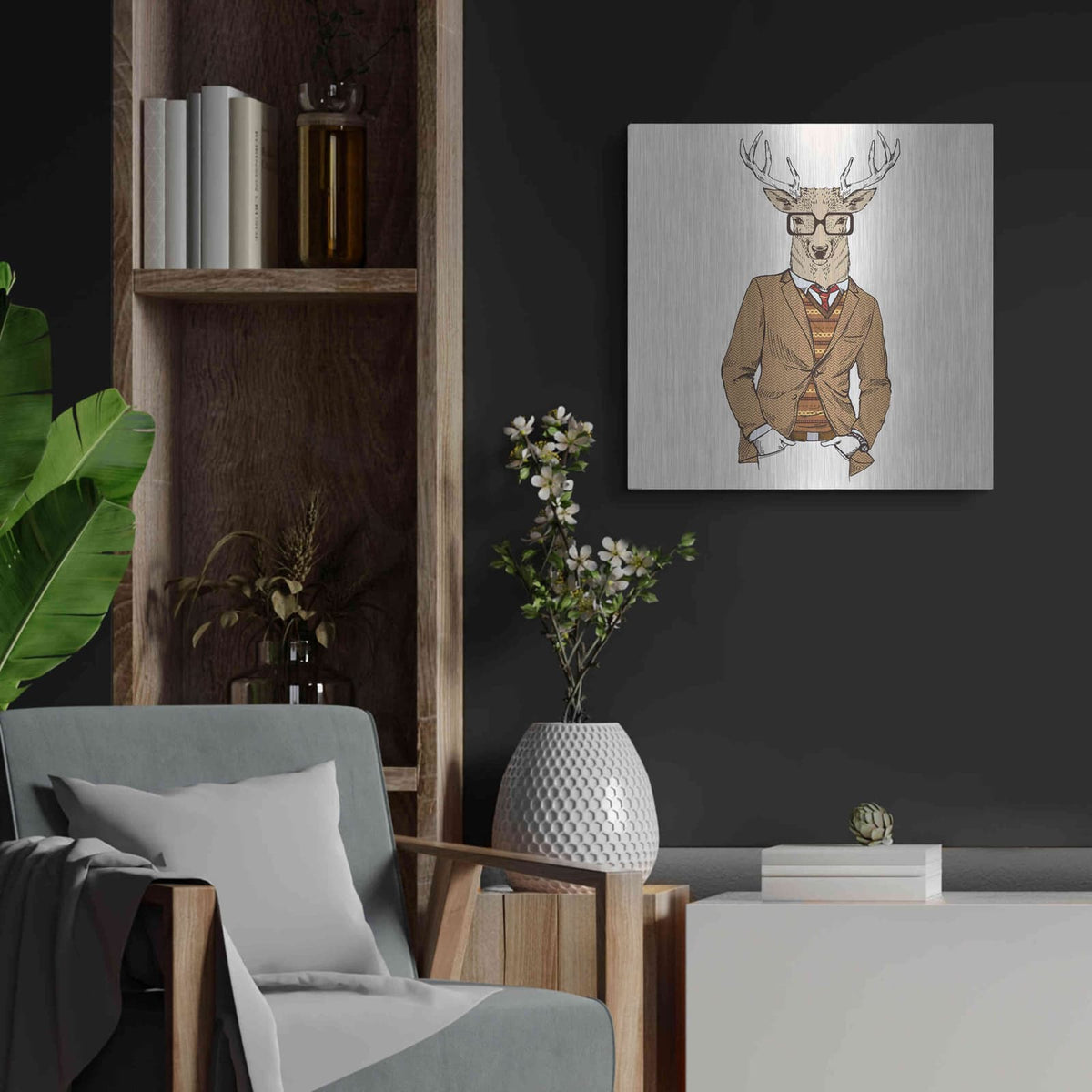 'Deer-man 1' by GraphINC – Metal Wall Art, 24x24 room view