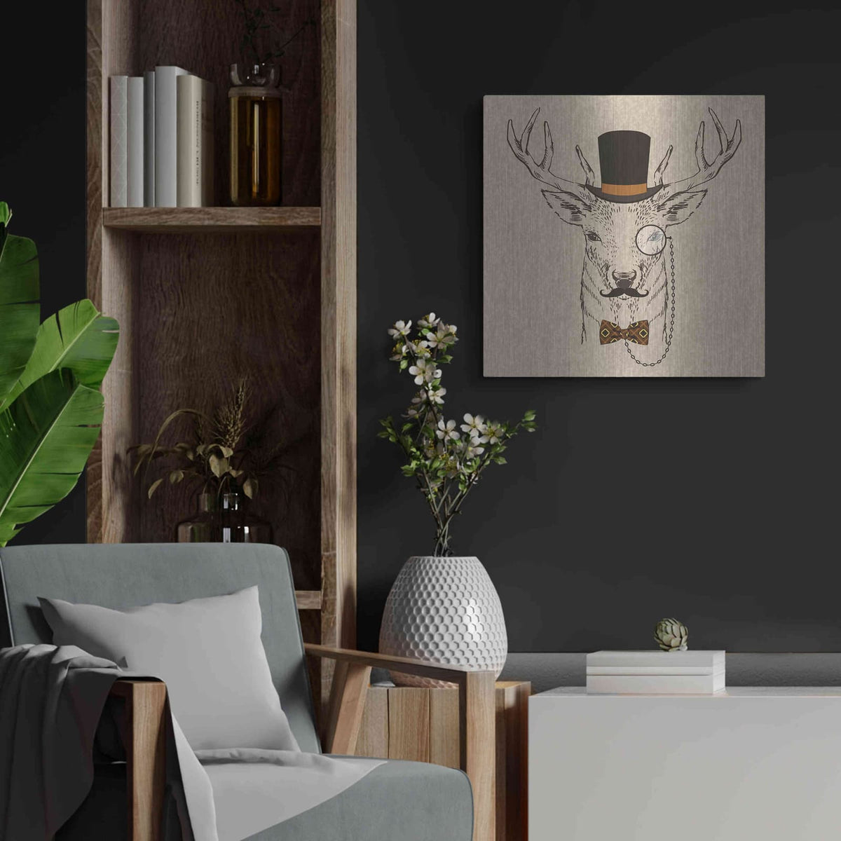 'Deer-man 2' by GraphINC – Metal Wall Art, 24x24 room view
