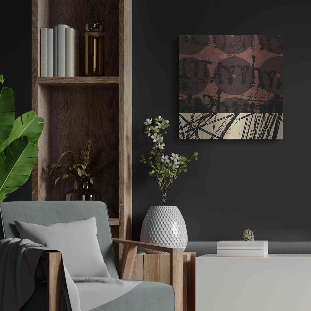 'Fibers 1' by GraphINC – Metal Wall Art, 24x24 room view