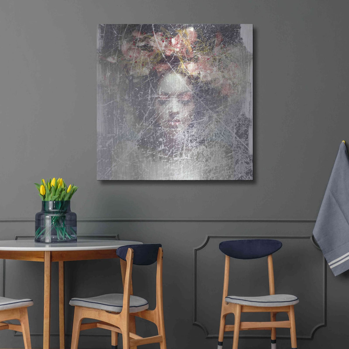 'Flower Crown' by GraphINC – Metal Wall Art, 36x36 room view