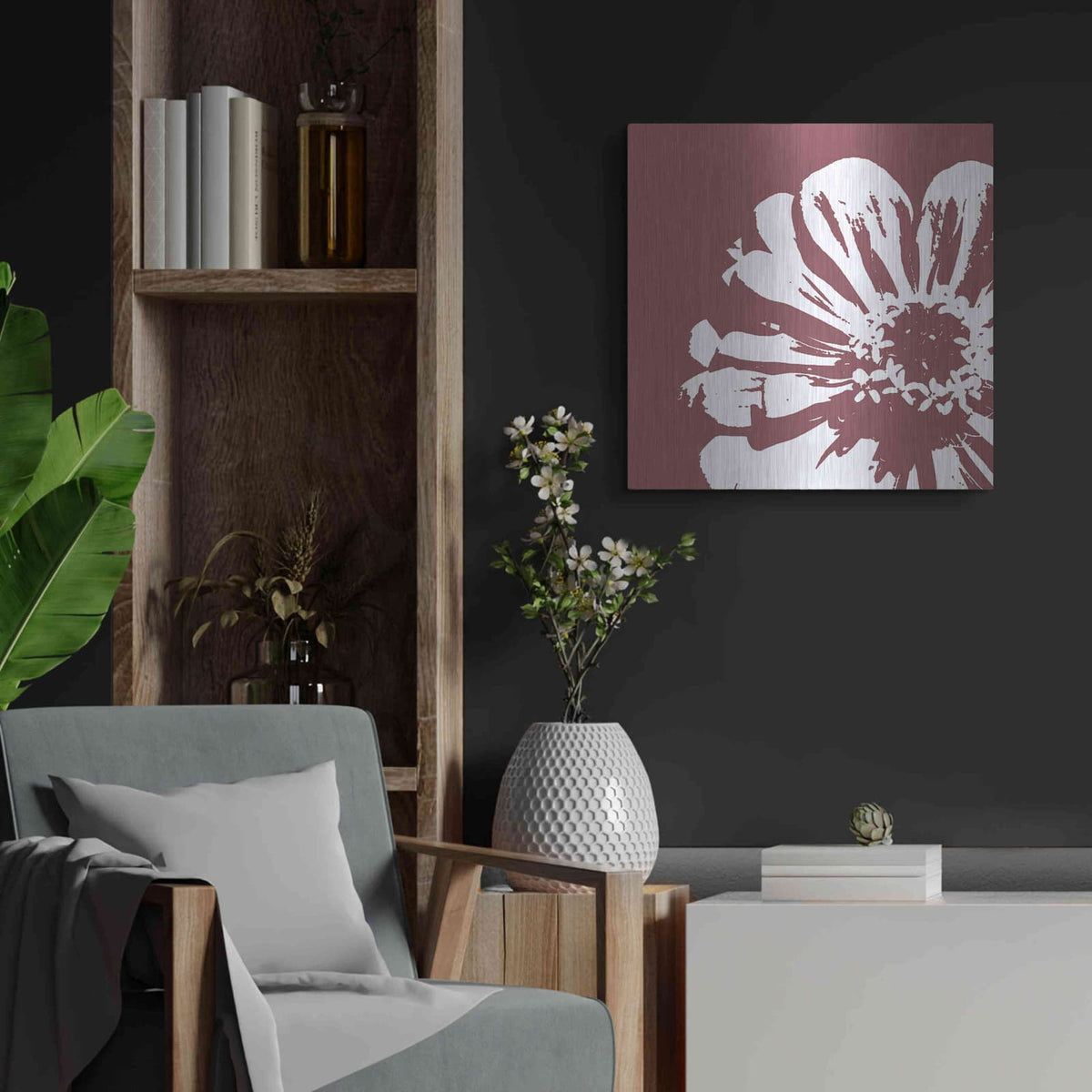 'Flower II' by GraphINC – Metal Wall Art, 24x24 room view