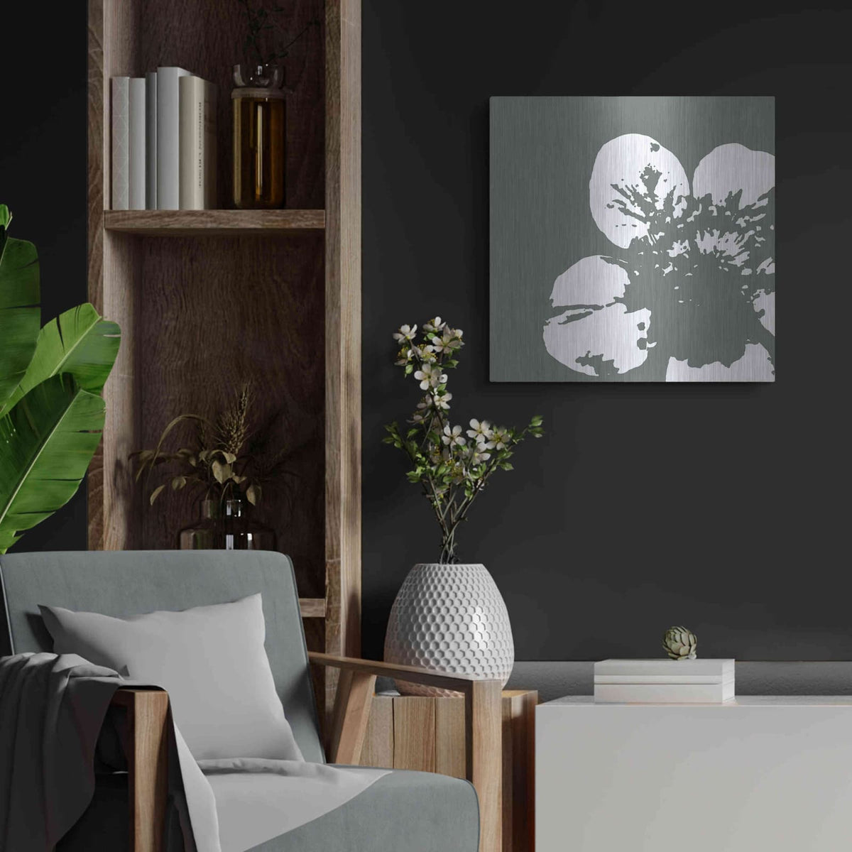 'Flower III' by GraphINC – Metal Wall Art, 24x24 room view
