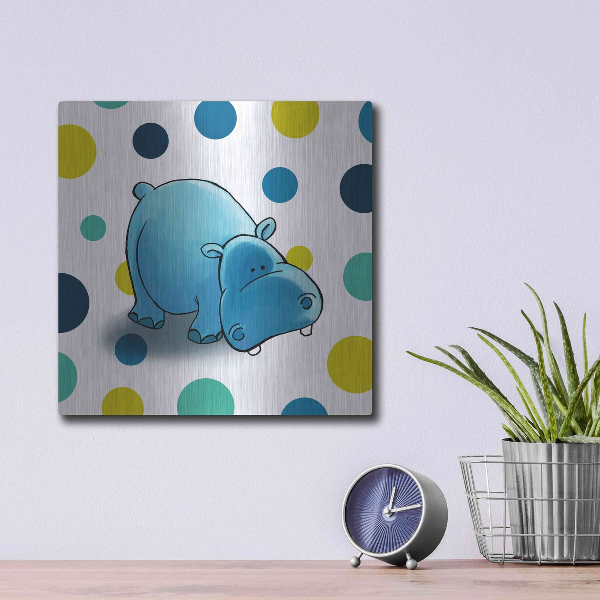 'Hippo Blue' by GraphINC – Metal Wall Art, 12x12 room view