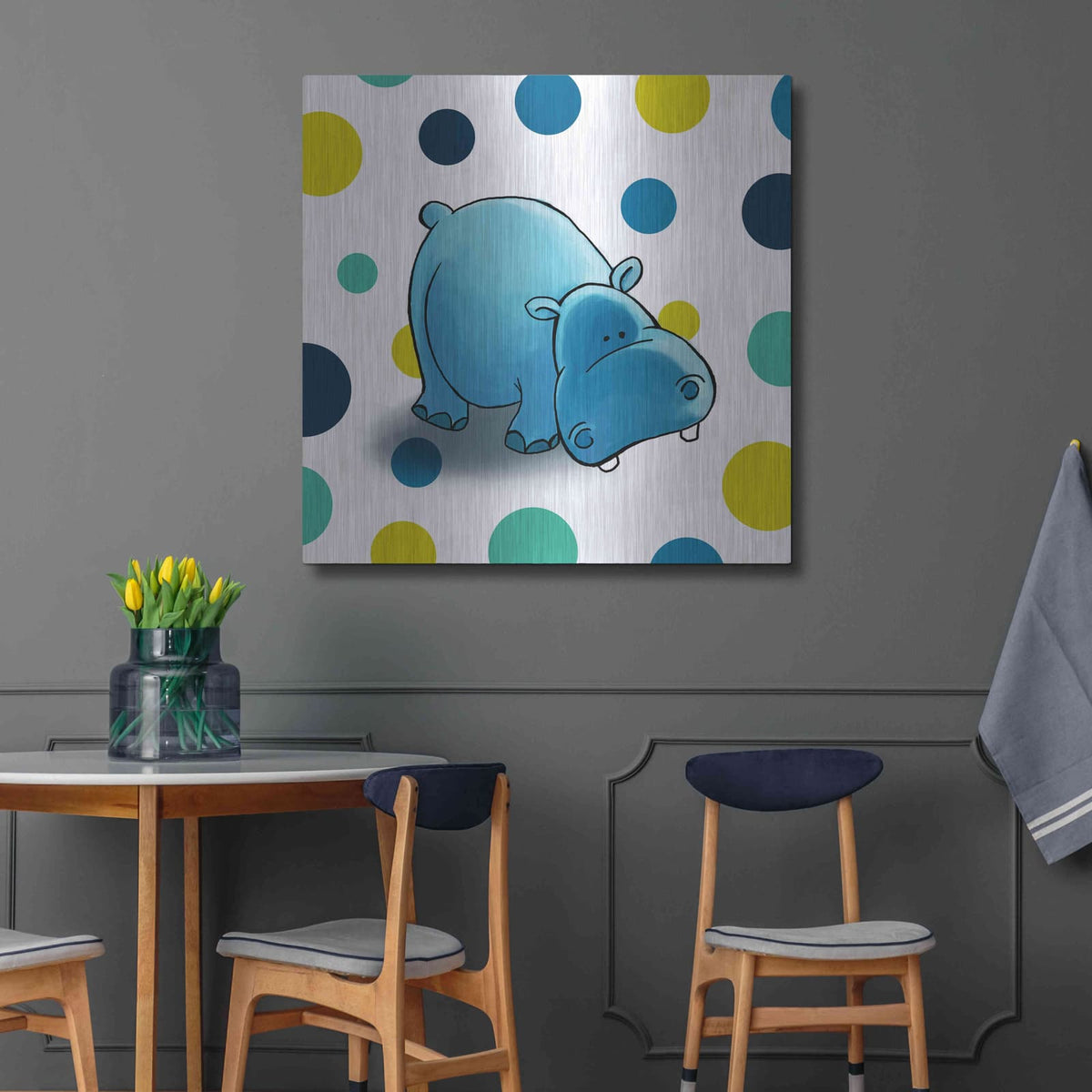 'Hippo Blue' by GraphINC – Metal Wall Art, 36x36 room view