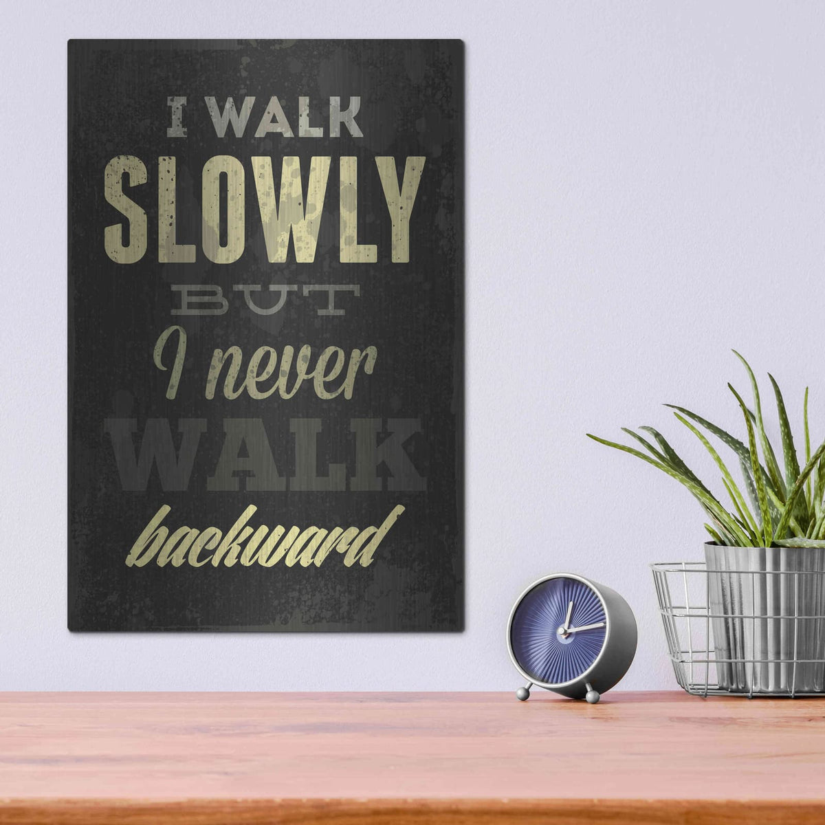 'I Walk Slowly' by GraphINC – Metal Wall Art, 12x16 room view