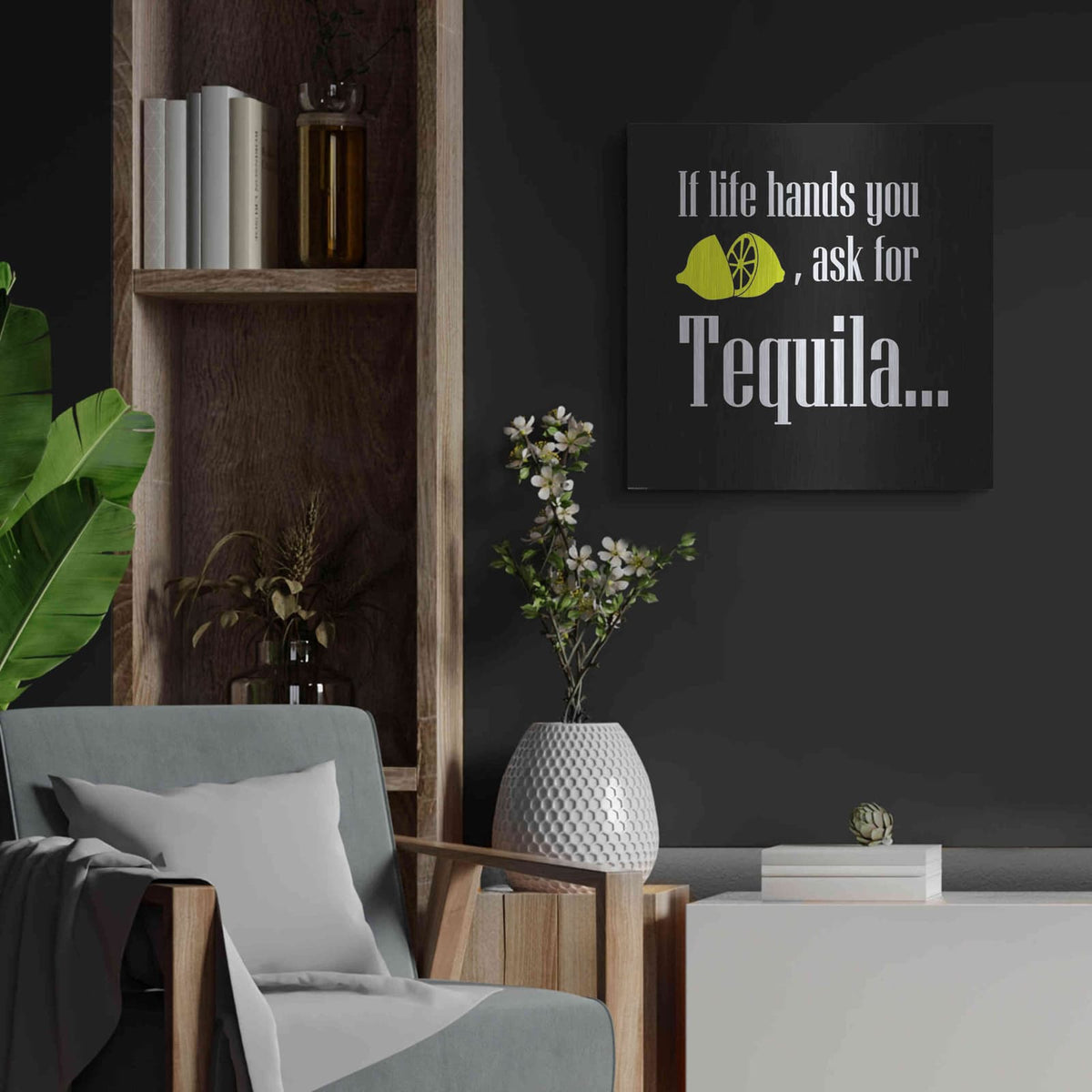 'If Life Hands You Lemons' by GraphINC – Metal Wall Art, 24x24 room view