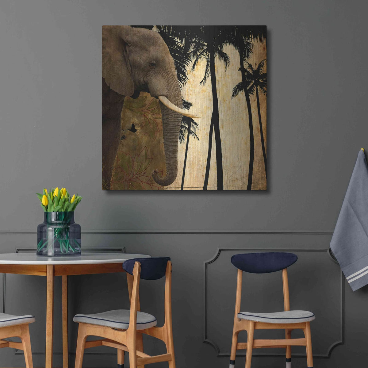 'Mighty Elephant 1' by GraphINC – Metal Wall Art, 36x36 room view