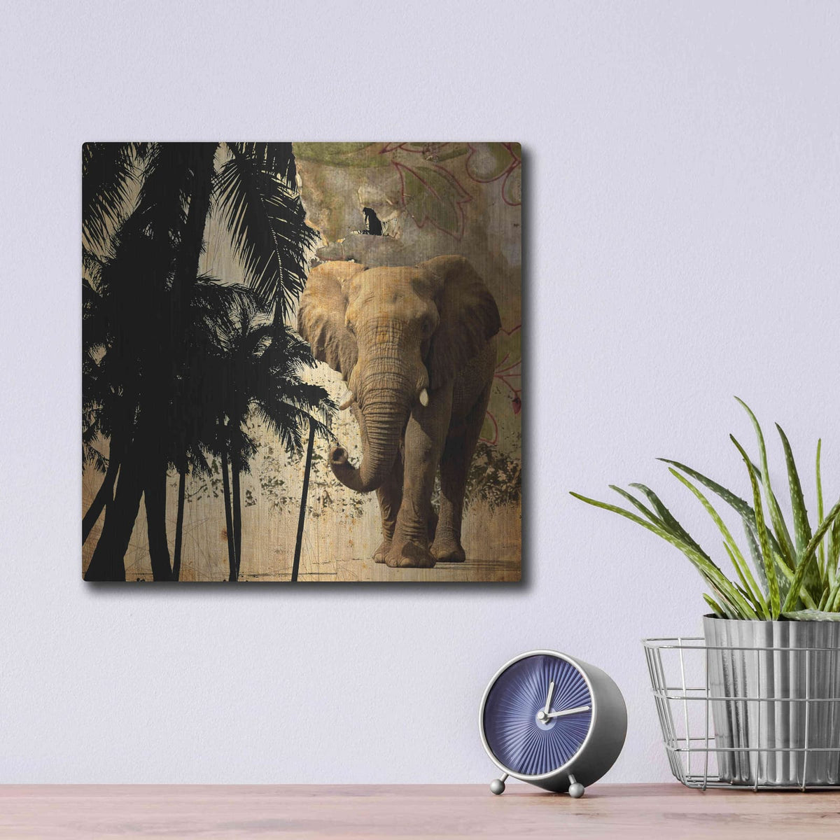 'Mighty Elephant 2' by GraphINC – Metal Wall Art, 12x12 room view